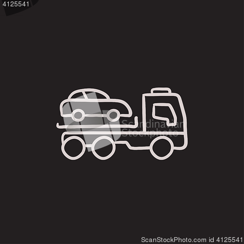 Image of Car towing truck sketch icon.