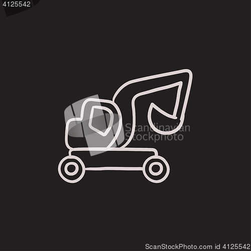 Image of Excavator truck sketch icon.