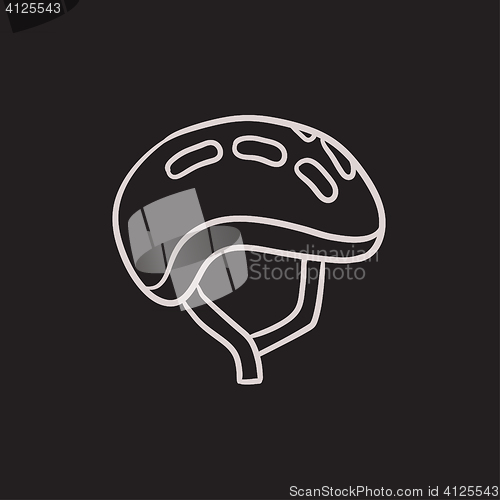 Image of Bicycle helmet sketch icon.