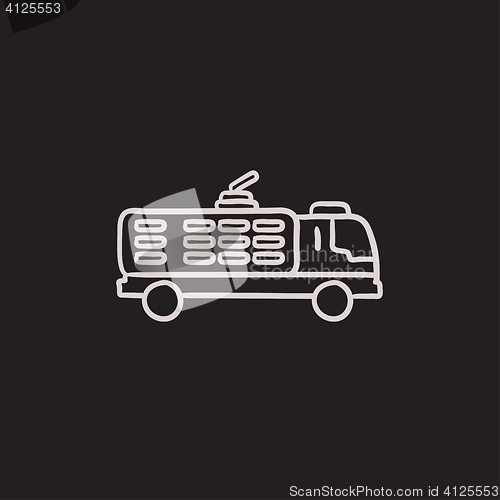 Image of Fire truck sketch icon.