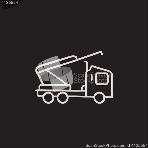 Image of Machine with a crane and cradles sketch icon.