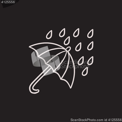 Image of Rain and umbrella sketch icon.