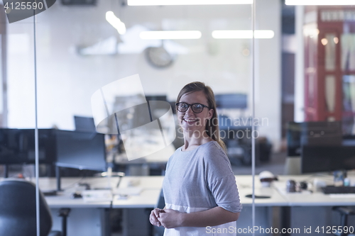 Image of portrait of casual business woman at office