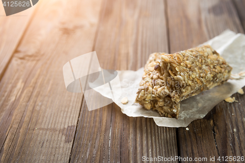 Image of Natural bars on wooden table