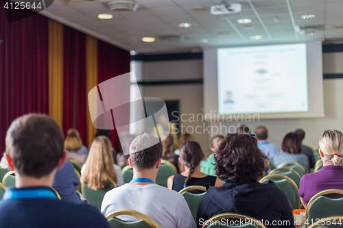 Image of Audience in lecture hall on scientific conference.