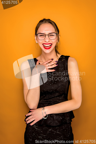 Image of The young woman\'s portrait with happy emotions