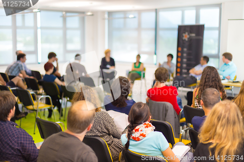 Image of Round table discussion at Business convention.