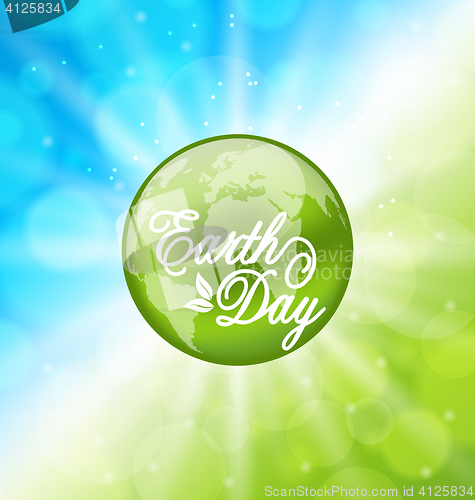 Image of Glowing Bright Background for Earth Day Holiday with Planet