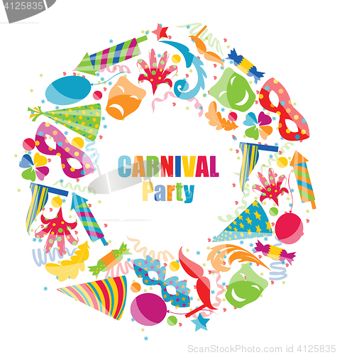 Image of Frame Celebration background with carnival stickers and objects