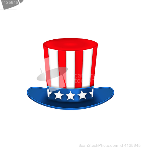 Image of Uncle Sam\'s Hat for American Holidays, Isolated on White Backgro