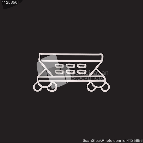 Image of Cargo wagon sketch icon.