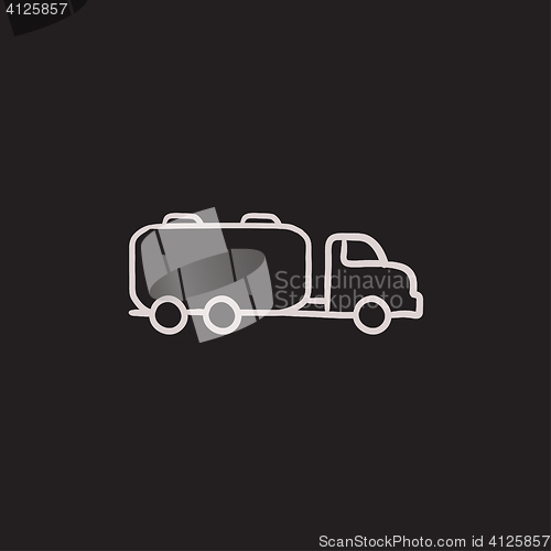 Image of Truck liquid cargo sketch icon.