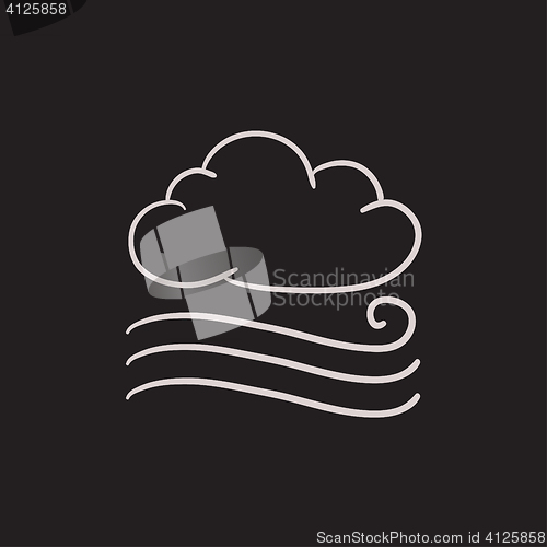 Image of Windy cloud sketch icon.