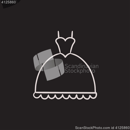 Image of Wedding dress sketch icon.