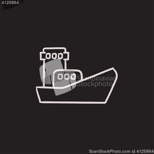 Image of Cargo container ship sketch icon.