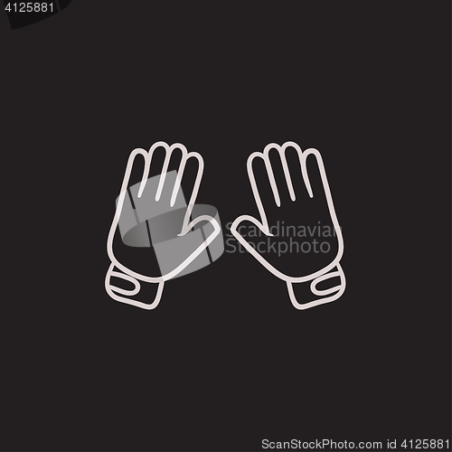 Image of Motorcycle gloves sketch icon.