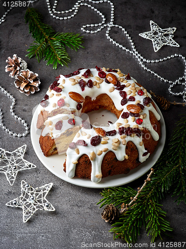 Image of Christmas cake on white plate