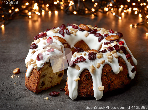 Image of Christmas cake with dried berries and nuts