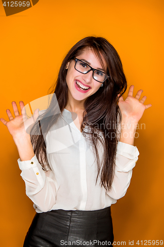 Image of The young woman\'s portrait with happy emotions