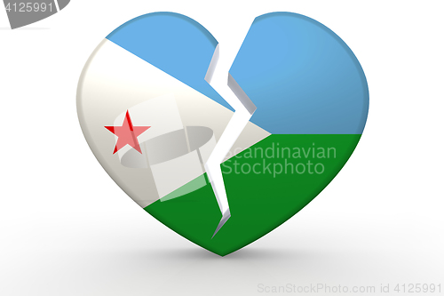 Image of Broken white heart shape with Djibouti flag