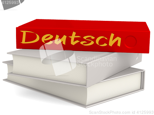 Image of Hard cover books with Deutsch word