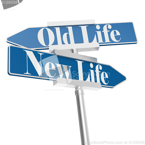 Image of Change directions with old life and new life signs