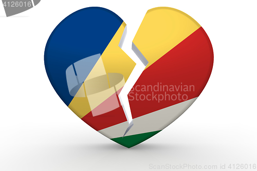 Image of Broken white heart shape with Seychelles flag
