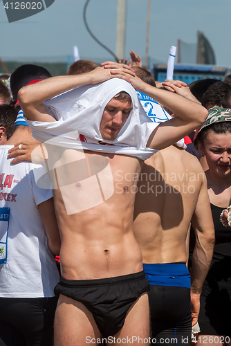 Image of Athletes on start in cross-country race.Tyumen