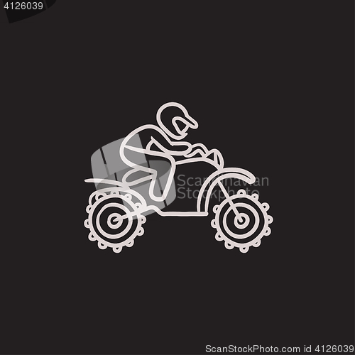 Image of Man riding motocross bike sketch icon.