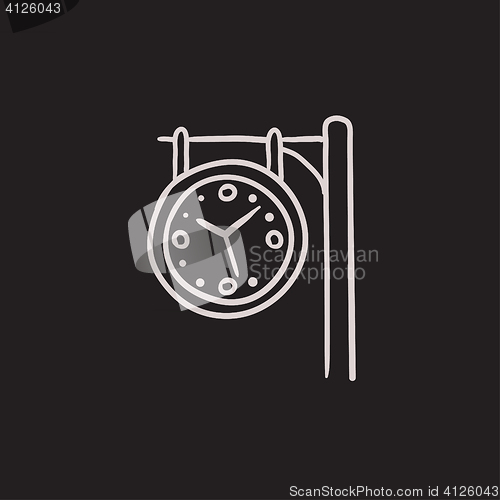 Image of Train station clock sketch icon.