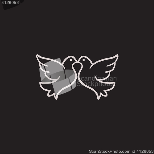 Image of Wedding doves sketch icon.