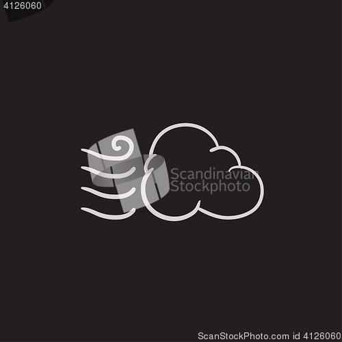 Image of Windy cloud sketch icon.