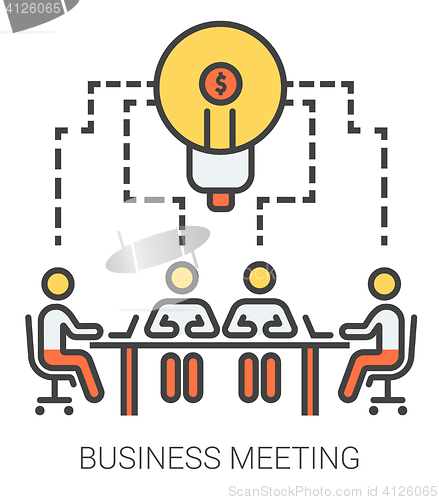 Image of Business meeting line icons.