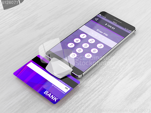 Image of Smartphone and bank card reader