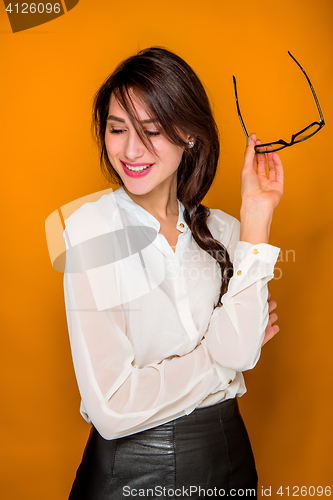 Image of The young woman\'s portrait with happy emotions
