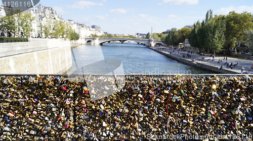 Image of Love locks at the Archbishop's bridge in Paris