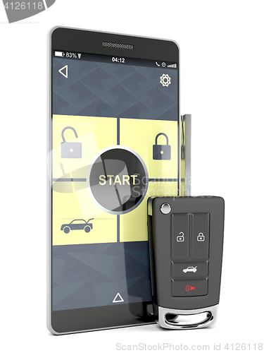 Image of Car key and smartphone