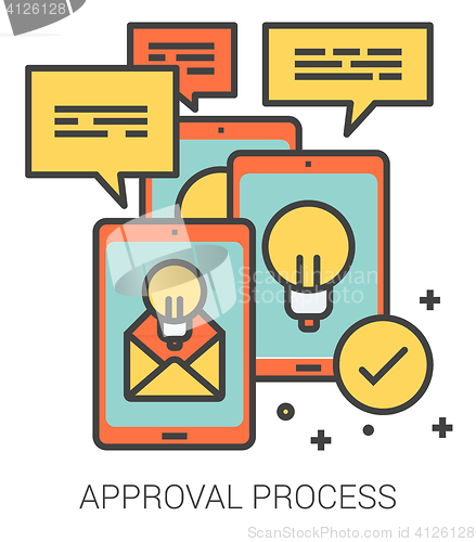 Image of Approval process line icons.