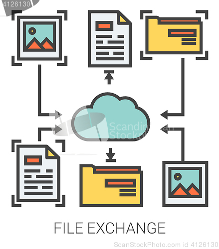 Image of File exchange line icons.