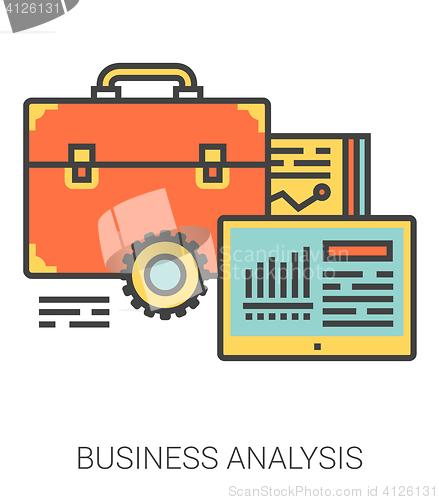 Image of Business analysis line icons.