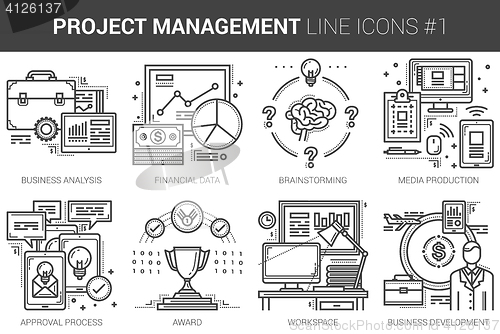 Image of Project management line icon set.