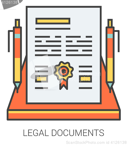 Image of Legal documents line icons.