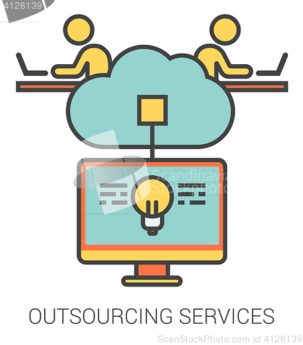 Image of Outsourcing services line icons.