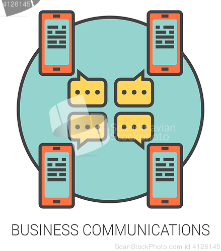Image of Business communications line icons.