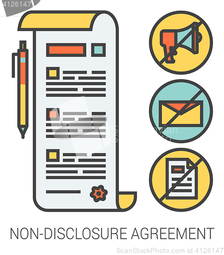 Image of Non-disclosure agreement line icons.