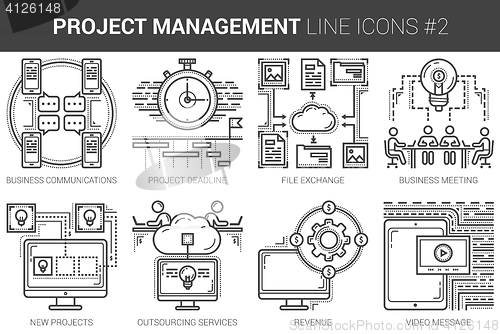 Image of Project management line icon set.