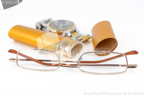 Image of Glasses in gold case