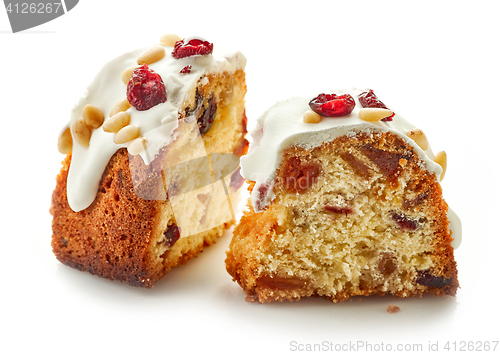 Image of two pieces of fruit cake