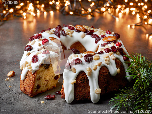 Image of christmas cake on grey table