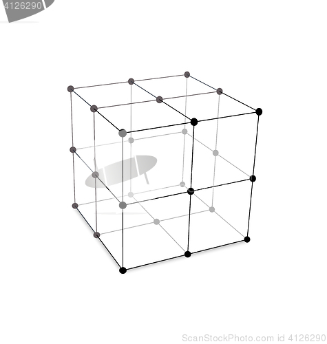 Image of Cube Made is Mesh Polygonal Element